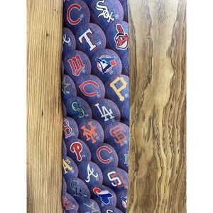 Vintage Wally Wear Mens Neck Tie 1995 MLB Team Logos USA Purple Multicolor